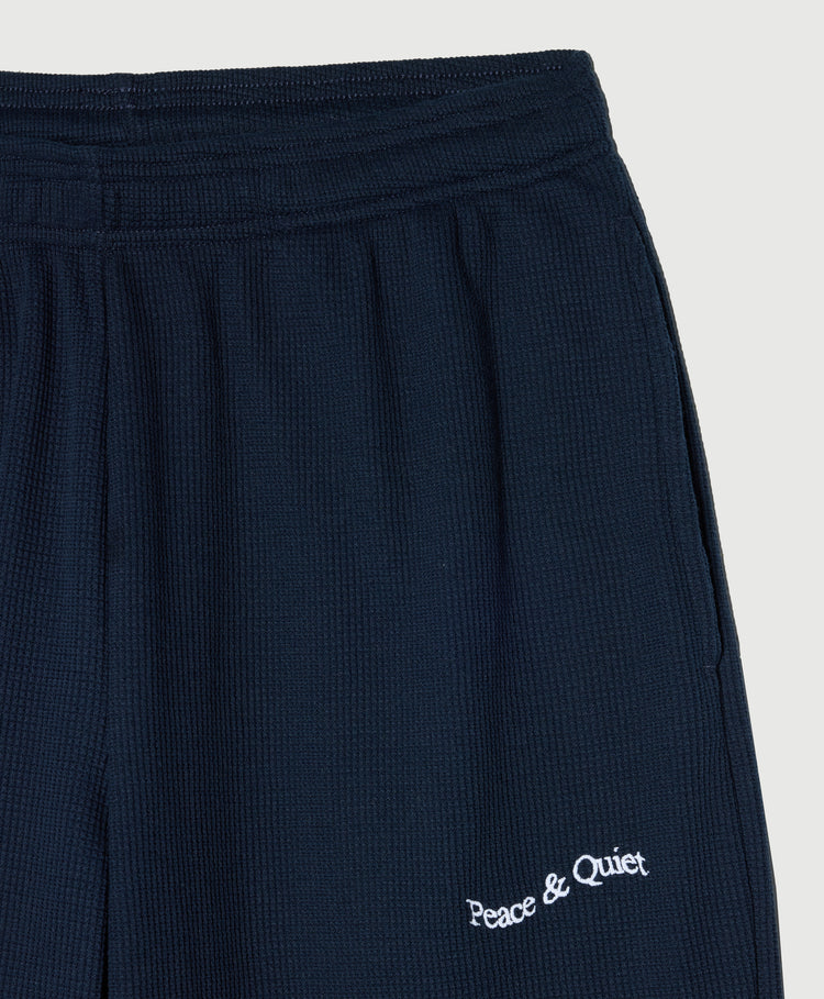 Wordmark Waffle Pants - Navy
