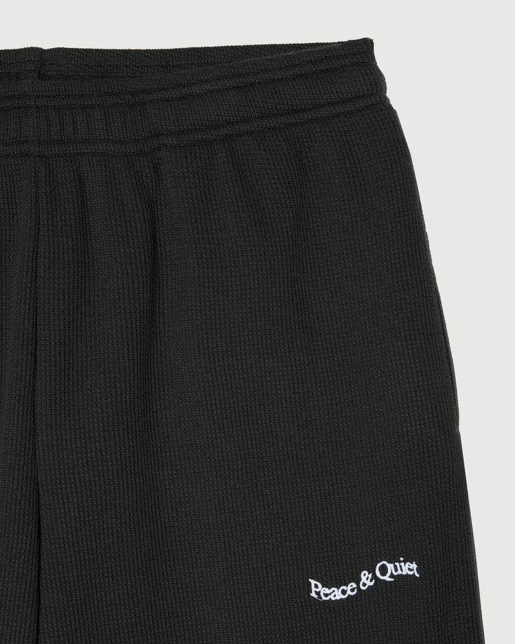 Wordmark Waffle Pants - Black