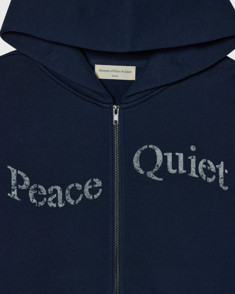 Stencil Zip Up Hoodie - Navy
