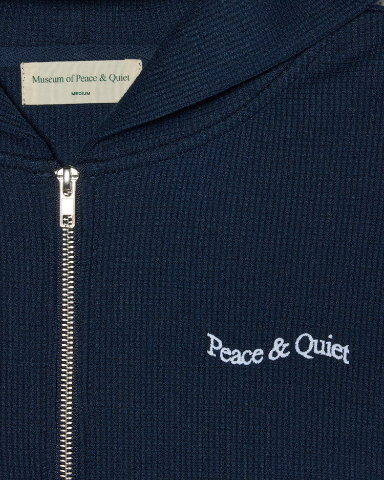 Wordmark Waffle Hoodie - Navy