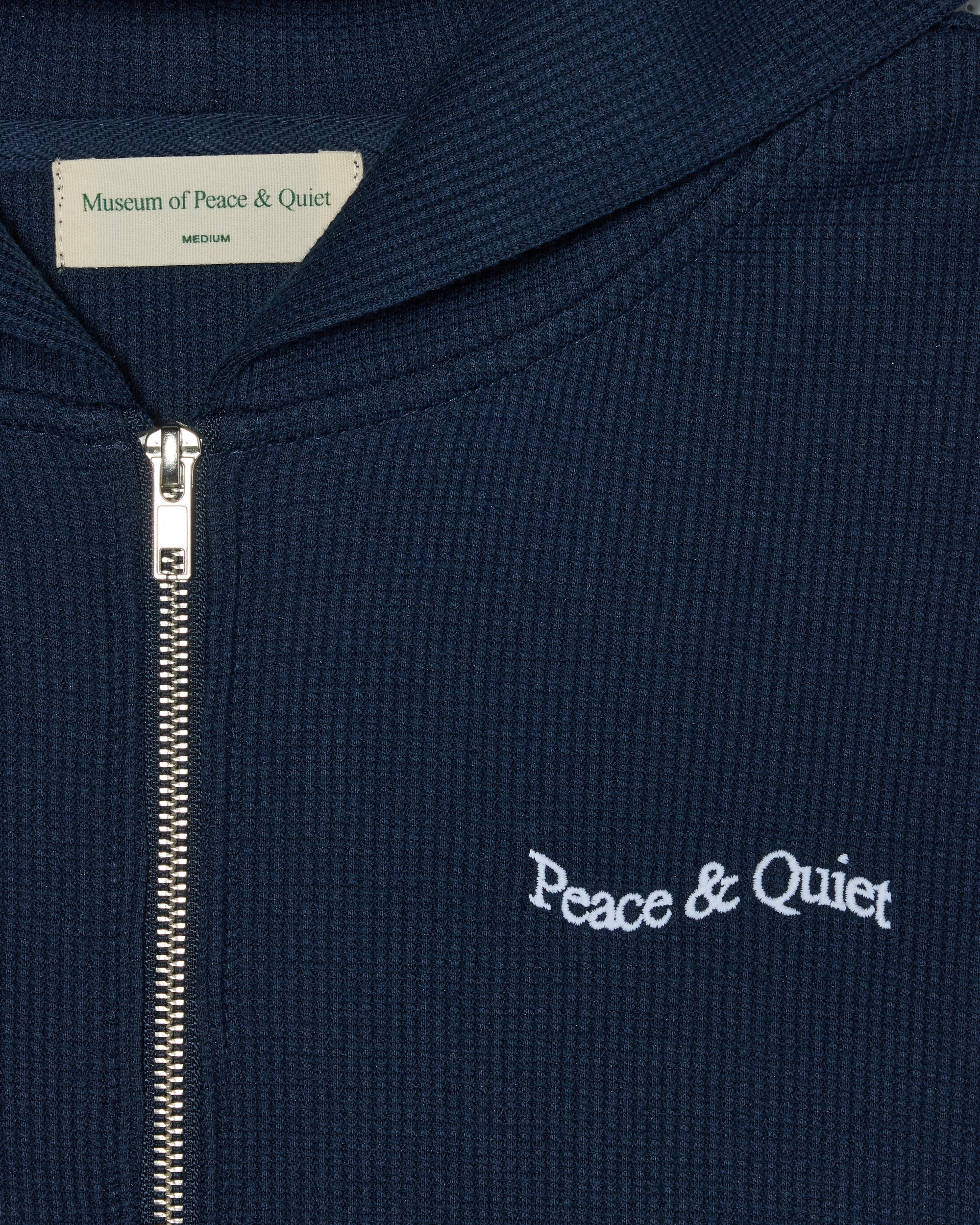 Wordmark Waffle Hoodie - Navy