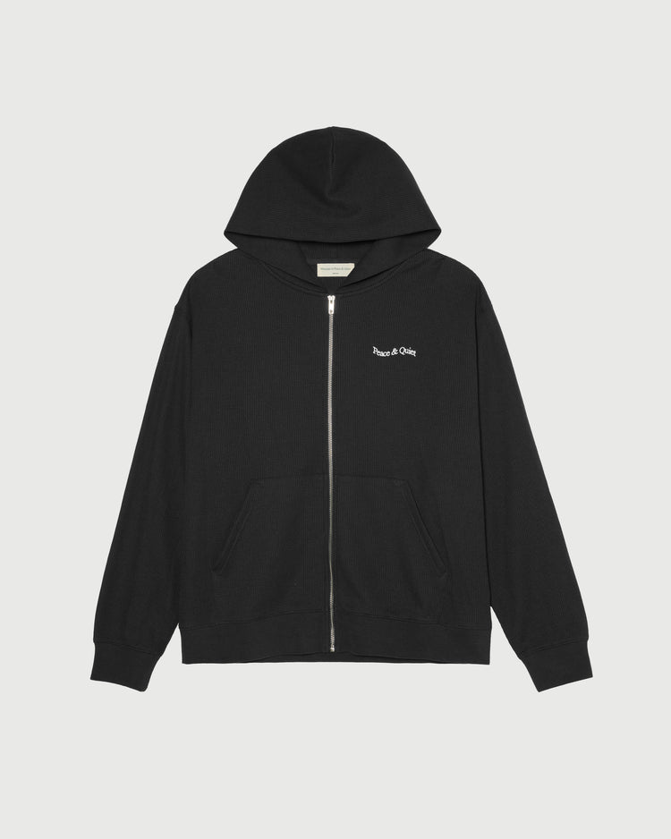 Wordmark Waffle Hoodie - Black