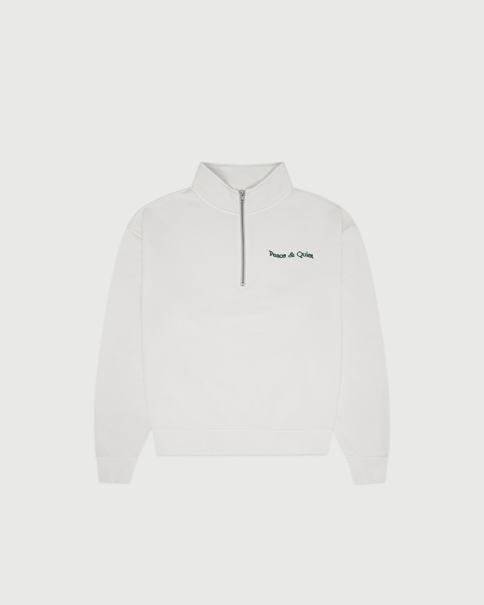 Wordmark Quarter Zip Up - White