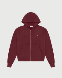 Wordmark Zip Up Hoodie - Burgandy