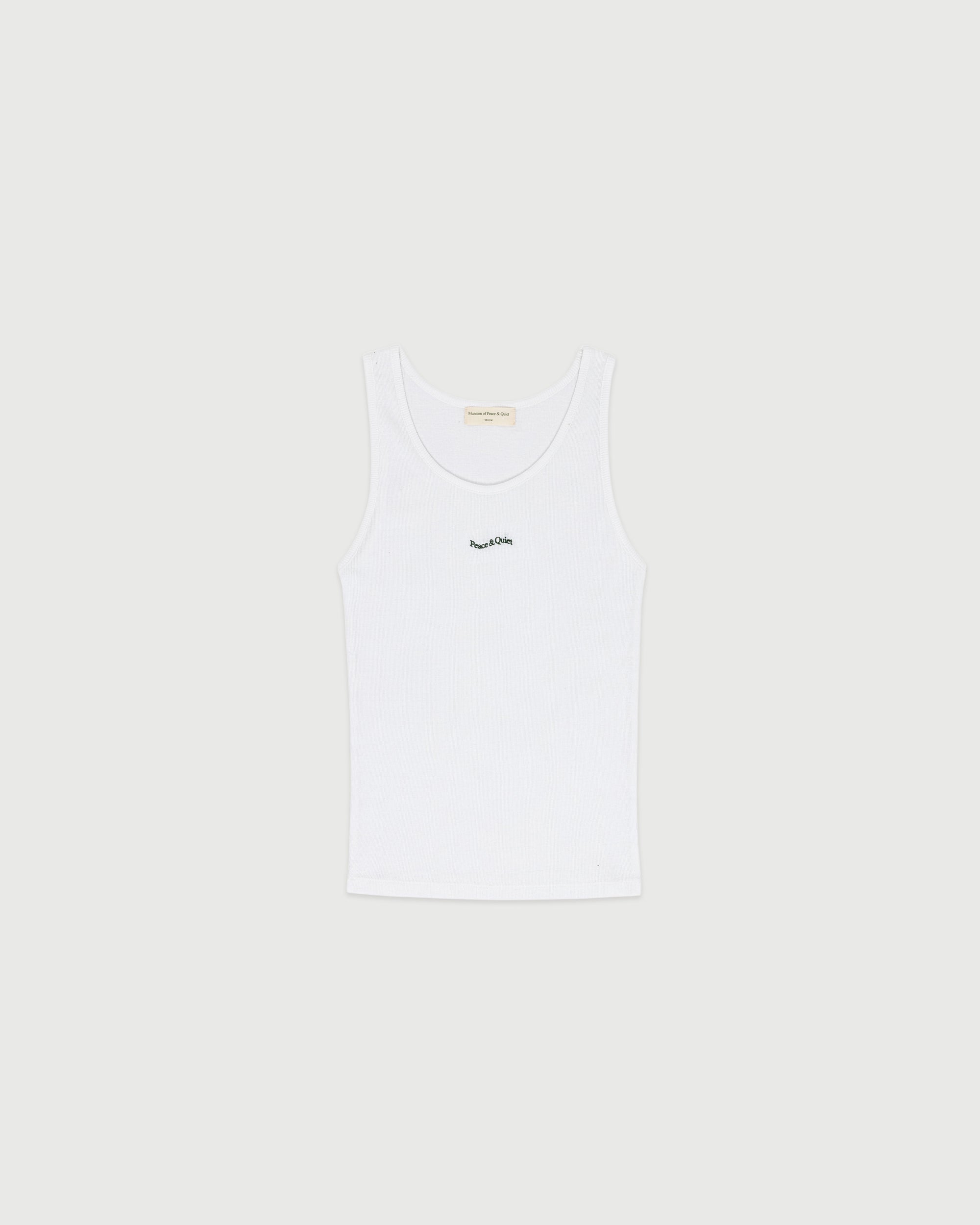Wordmark Ribbed Tank Top - White